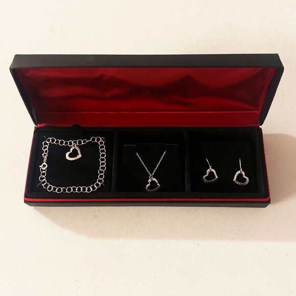 Macy's 3 Piece Silver Heart Set - Picture 1 of 9
